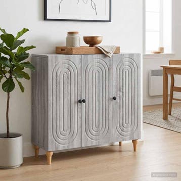 vidaXL Dressoir Grijs sonoma 89 x 34,5 x 80 cm Bewerkt hout, Huis en Inrichting, Kasten | Dressoirs, Verzenden, Nieuw, Overige houtsoorten
