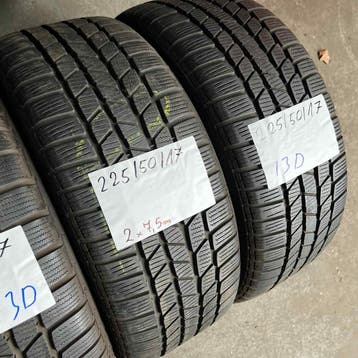 2 x Continental 225-50-17 Winterbanden 7,5mm, Gebruikt, 17 inch, Band(en), Personenwagen