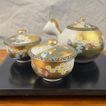 Japans porseleinen theeset, Kutani-stijl - Porselein - Japan