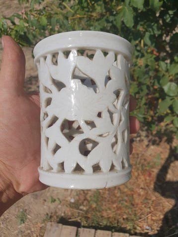 Kangxi - Pot - bitong - Porselein - Opengewerkt kwastenpot