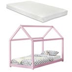 Kinderbed huisbed 200x90 met matras roze, Kinderen en Baby's, Verzenden, Nieuw