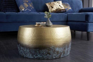 Ronde salontafel ORIENT III 60cm goud metaal met patina, Ophalen of Verzenden, Nieuw