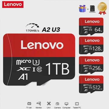 Lenovo Micro SDXC Kaart 1TB - Hoge Snelheid Klasse 10 UHS-I, Hobby en Vrije tijd, Denksport en Puzzels, Verzenden, Nieuw