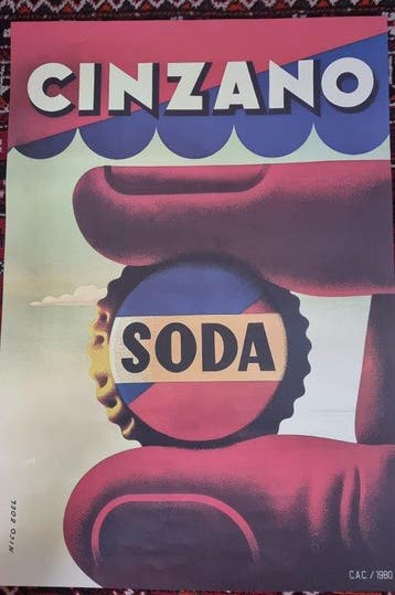 Nico Edel - Póster Cinzano, Nico Edel,excepcional cartel de, Antiek en Kunst