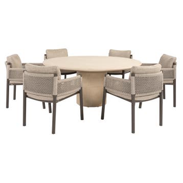 Hampton Savanne dining tuinset 160xH75 cm rond 7 delig, Ophalen of Verzenden, Nieuw