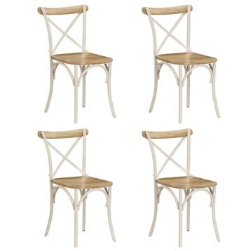 vidaXL Kruisstoelen 4 st massief mangohout wit, Huis en Inrichting, Verzenden, Nieuw, Wit