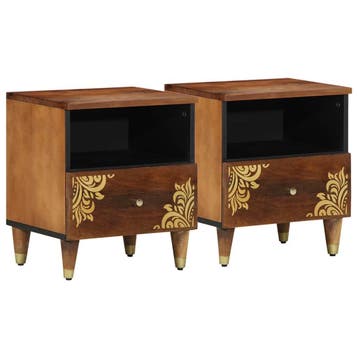 vidaXL Nachtkastje 2 st Honingbruin 40 x 33 x 46 cm Massief, Huis en Inrichting, Minder dan 45 cm, Verzenden, Nieuw, Minder dan 55 cm