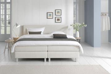 Boxspring Eefje - Teddy - Beige - 140 x 200 cm, Verzenden, Beige, Nieuw, 140 cm