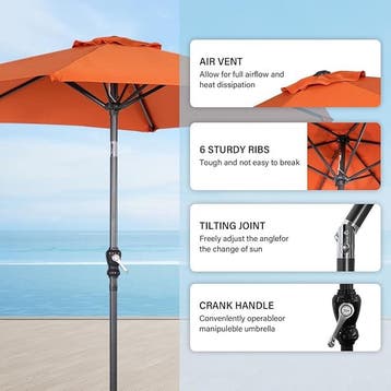 2dekans | Angel Living Parasol Ø250 cm - Kantelbaar - Terra, Ophalen of Verzenden, Zo goed als nieuw