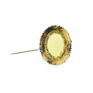 Antiek gouden broche met Heliodoor, Gebruikt, Ophalen of Verzenden, Met edelsteen, Goud