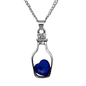 Fako Bijoux - Ketting - Fles Met Hart - Donkerblauw, Verzenden, Nieuw