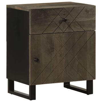 vidaXL Nachtkastje 50x33x60 cm massief mangohout zwart, Verzenden, Nieuw, Hout