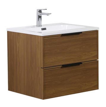 Badkamermeubel Set Luxor 60cm Walnoot Badmeubel, Verzenden, Nieuw, Wastafelkast