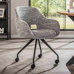 *WOONWINKEL* Moderne Eetkamerstoel Op Wieltjes Grijs, Huis en Inrichting, Stoelen, Verzenden, Nieuw, Grijs, Stof