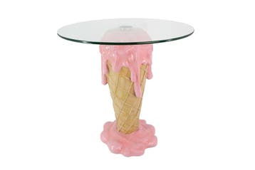 Salontafel ICE CREAM 50cm met gehard glas roze beige - 48036, Huis en Inrichting, Tafels | Salontafels, Ophalen of Verzenden, Nieuw