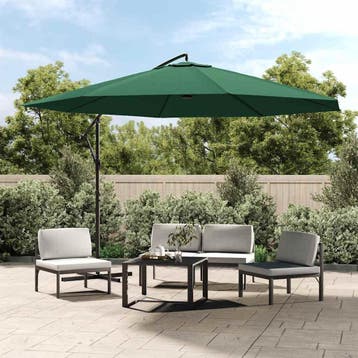 vidaXL Zweefparasol 3,5 m groen, Verzenden, Nieuw, 3 tot 4 meter, Zweefparasol