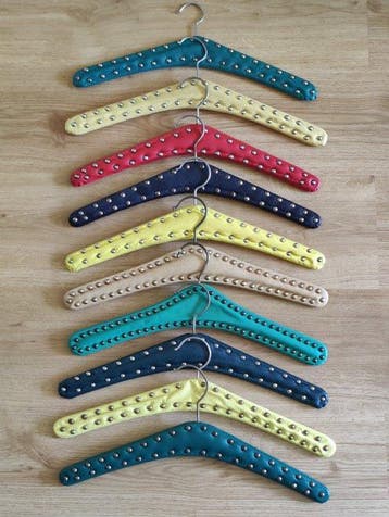 Kapstok - 10 Vintage Vinyl Coated Wooden Clothes Hangers