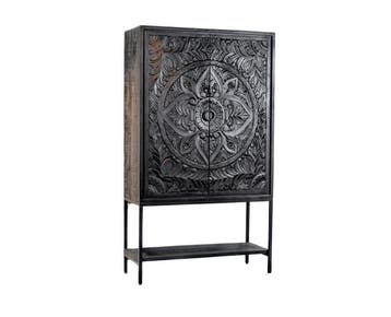 Opbergkast Carving mangohout 190x41x110 cm | 2 deuren |, Ophalen of Verzenden, Nieuw