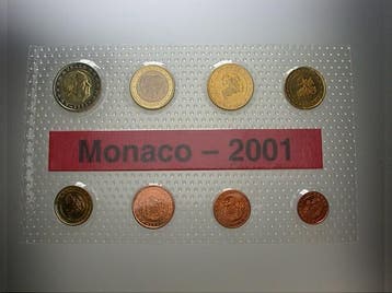 Munten set 1 Cent-2 Euro, 3,88  2001 Monaco Rainier Iii,.., Verzenden