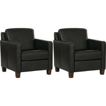 Set van 2 Leren fauteuils Smart - Granada Black (zwart) -, Nieuw, Ophalen of Verzenden, 50 tot 75 cm, Leer