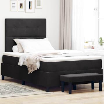 vidaXL Boxspring bed met hoofdeinde Zwart 200 x 120 cm, Verzenden, Zwart, Nieuw, Twijfelaar