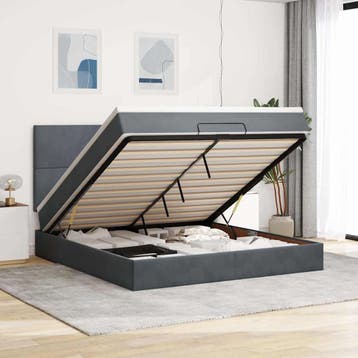 vidaXL Ottoman bed met matrassen 180x200cm fluweel, Eenpersoons, Verzenden, Nieuw, 80 cm