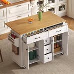 Keukeneiland met Wielen – Opbergkast en Uitschuifblad 120×65, Huis en Inrichting, Keuken | Keukenelementen, Verzenden, Nieuw