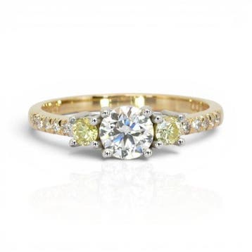 Ring - 18 karaat Geel goud, Witgoud - 0.93ct. tw. Diamant, Nieuw