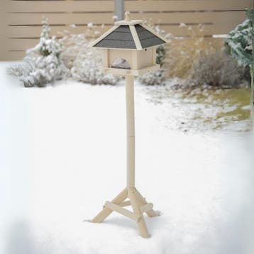 Vogelvoederhuis op Paal met Bitumen Dak - Grey Wash, Tuin en Terras, Vogelhuisjes en Vogelbaden, Verzenden, Nieuw