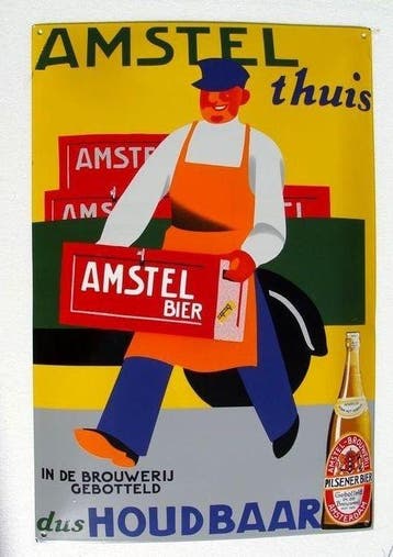 Brauerei Amstel - Brouwerij Amstel emaillebord oud