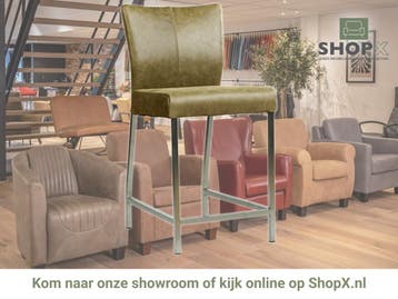 Leren barkruk Revolt laag - Vintage Olive (olijf/groen) -, Nieuw, Leer, Ophalen of Verzenden, 90 cm of meer