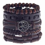 Fako Bijoux - Armband - Leder - Set Vintage Kralen -, Verzenden, Nieuw