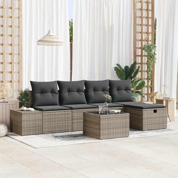 vidaXL Bankstel 5 st poly rattan, Verzenden, Nieuw, Rotan, 5 zitplaatsen