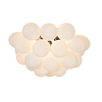 Art deco plafondlamp zwart met opaal glas 6-lichts - Uvas, Huis en Inrichting, Lampen | Plafondlampen, Verzenden, Nieuw, Glas
