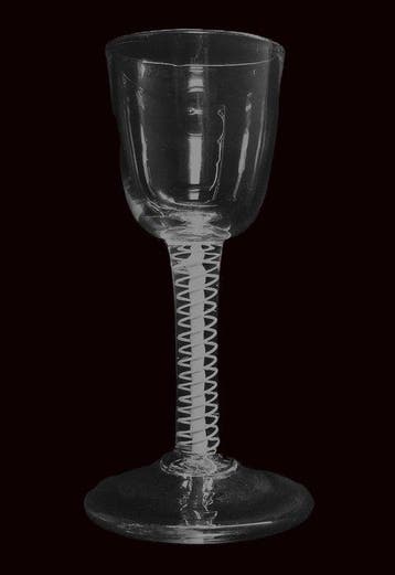 Wijnglas - Georgisch ondoorzichtig twist wijnglas c1760 -, Antiek en Kunst, Antiek | Glas en Kristal