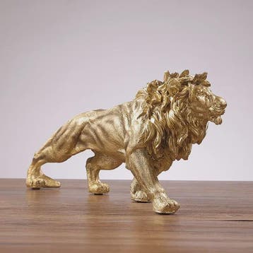 Gouden Leeuw Koning Resin Beeld - Luxe Dieren Decoratie voor