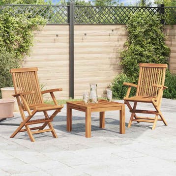 vidaXL Set van 2 klapstoelen met armleuningen, gemaakt van, Verzenden, Nieuw, Teakhout