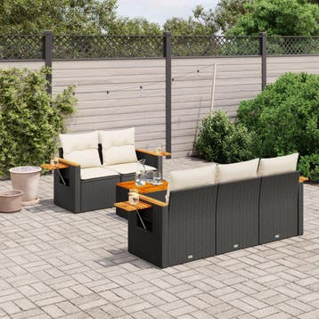 vidaXL 6-delige Loungeset met kussens poly rattan zwart, Verzenden, Nieuw, Loungeset