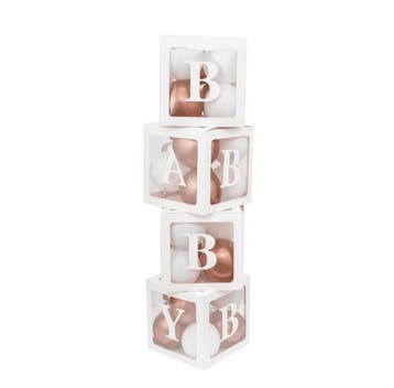Vier letter ballon blokken Baby wit met 24 ballonnen, Verzenden, Nieuw, Versiering, Geboorte of Huwelijk