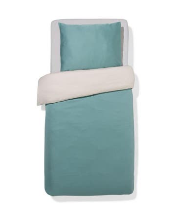 HEMA Dekbedovertrek 140x200/220cm hotel katoen satijn groen, Verzenden, Nieuw, Groen