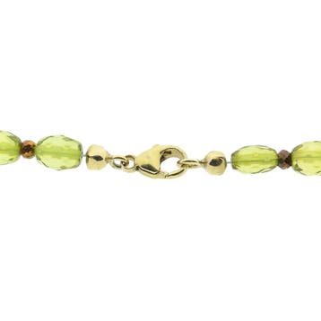 9 karaat peridoot kralenketting, Gebruikt, Geel, Ophalen of Verzenden, Met edelsteen