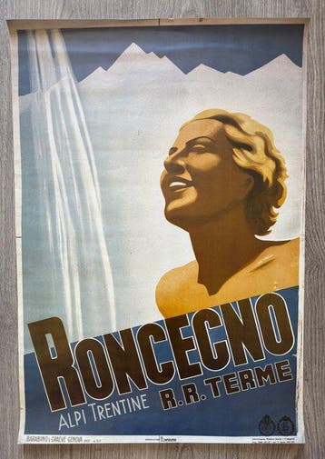 Anonymous - Roncegno Terme – Manifesto Liberty Déco Alpino -, Antiek en Kunst, Kunst | Tekeningen en Foto's