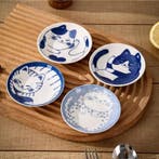 Set van 4 Keramische Sushi Sausbakjes Lucky Cat Design, Verzenden