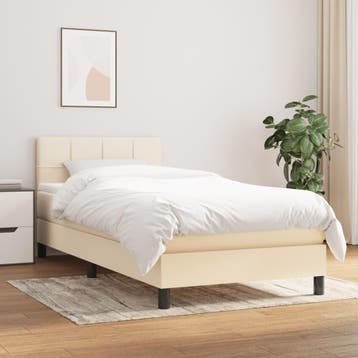 vidaXL Boxspring met matras stof crèmekleurig 90x200 cm, 90 cm, Eenpersoons, Verzenden, Nieuw
