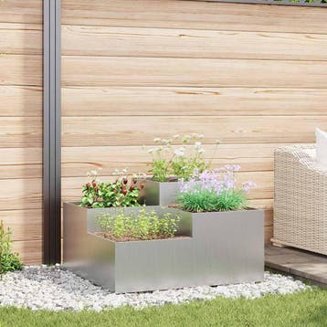vidaXL Plantenbak Zilver 80 x 80 x 48 cm Gegalvaniseerd, Verzenden, Nieuw, Metaal, 60 tot 100 cm