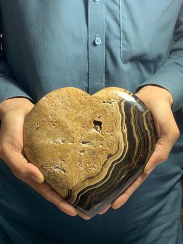 Grote gestreepte calciet Hart - Hoogte: 200 mm - Breedte: