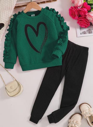 Meisjes Sweater & Broek Set - Lente/Herfst Mode met Hartjes, Verzenden, Nieuw