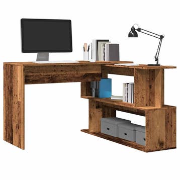 vidaXL Hoekbureau 200,5x50x76 cm bewerkt hout oud, Verzenden, Nieuw