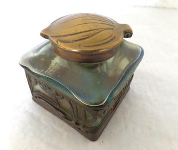 Wilhelm Kralik & Sohn - Inktpot - Jugendstil - Glas, Antiek en Kunst