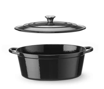 Braadpan geëmailleerd gietijzer, HENDI, 6,88L, Zwart, 405x25, Ophalen of Verzenden, Nieuw in verpakking